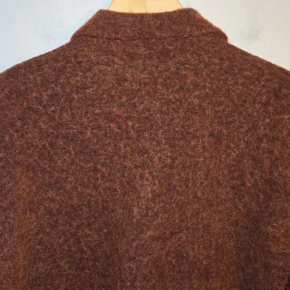 Madewell Carrabelle Polo Cardigan Alpaca Mohair Sweater In Heather Mahogany - Picture 11 of 14